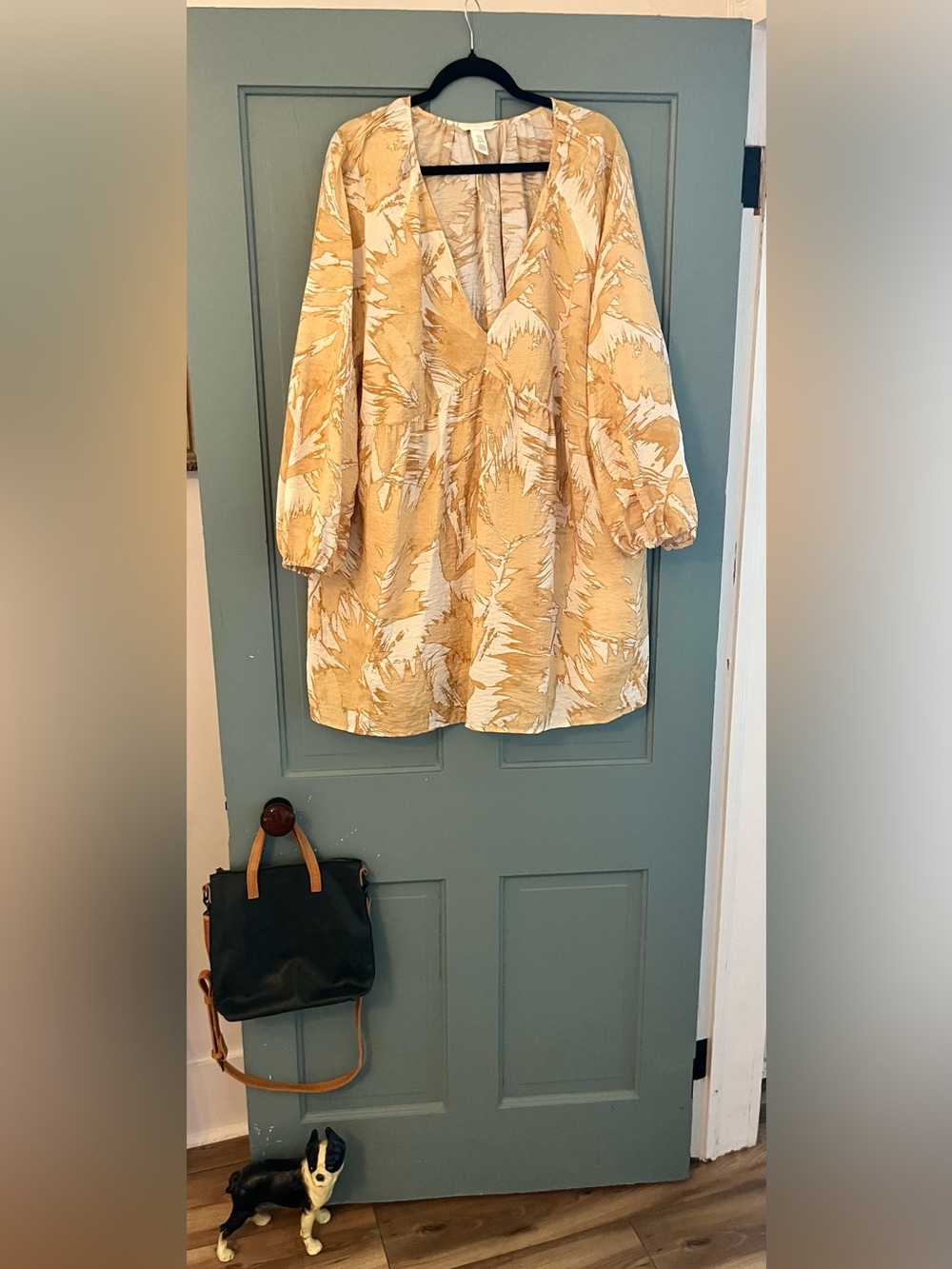 H&M Yellow Cream Floral V-Neck Swim Coverup